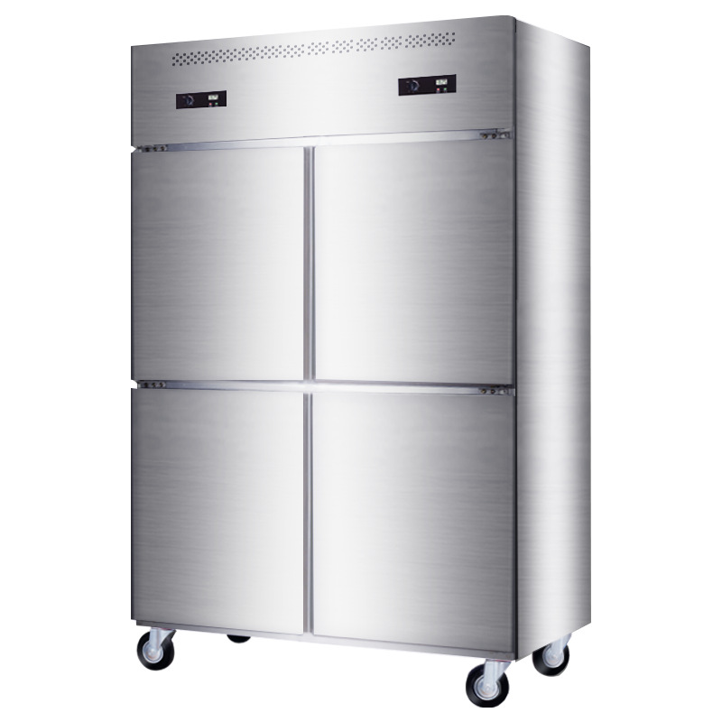 Four-door refrigerator commercial stainless steel four-door double-temperature freezer large-capacity freezer fresh-keeping refrigeration workbench