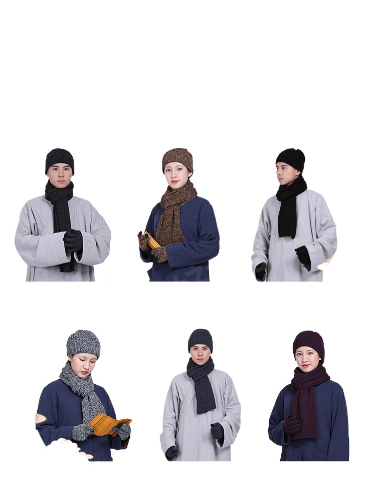 Monk Hat Winter Monk Hat Scarf Gloves Monk Nun Monastery Master Master Monk Family Warm in Winter