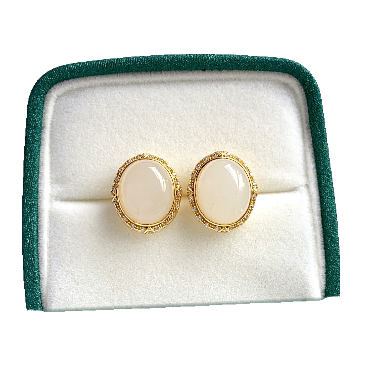 Natural Hetian Jade White Jade Earrings S925 Sterling Silver Inlaid with High-End Hetian Jade Mutton Fat Spot Wholesale Holiday Gifts