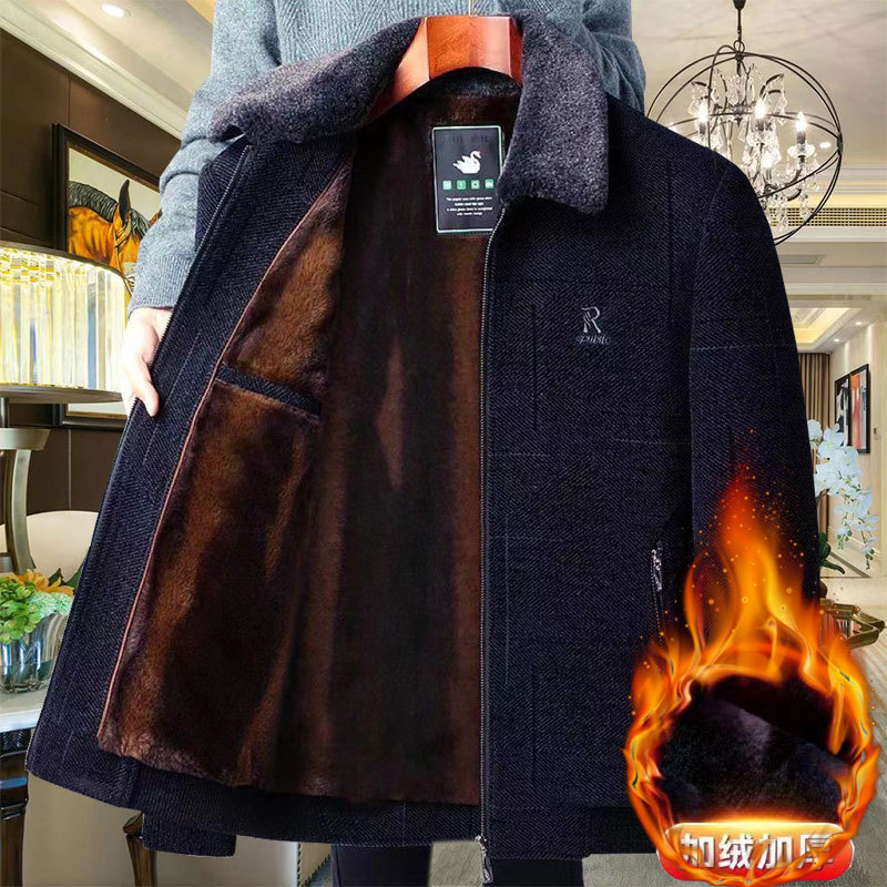 Middle-aged and elderly men's coat autumn and winter chenille thickened jacket cotton-padded coat men's winter coat dad autumn clothing