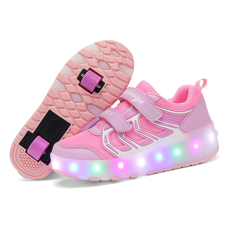 Children's heloo shoes for students roller skates for girls explosive walking shoes double-wheel deformation boys skating roller skates cross-border exclusive