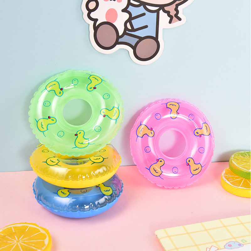 Children's small toy mini swimming ring small yellow duck accessories milk tea shop donut small swimming ring