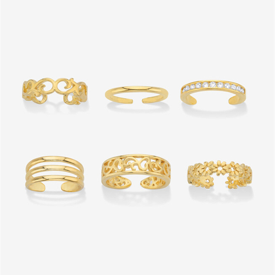 Cross-border summer beach jewelry foot ring copper plated 18K Gold Open open tail ring size adjustable toe ring