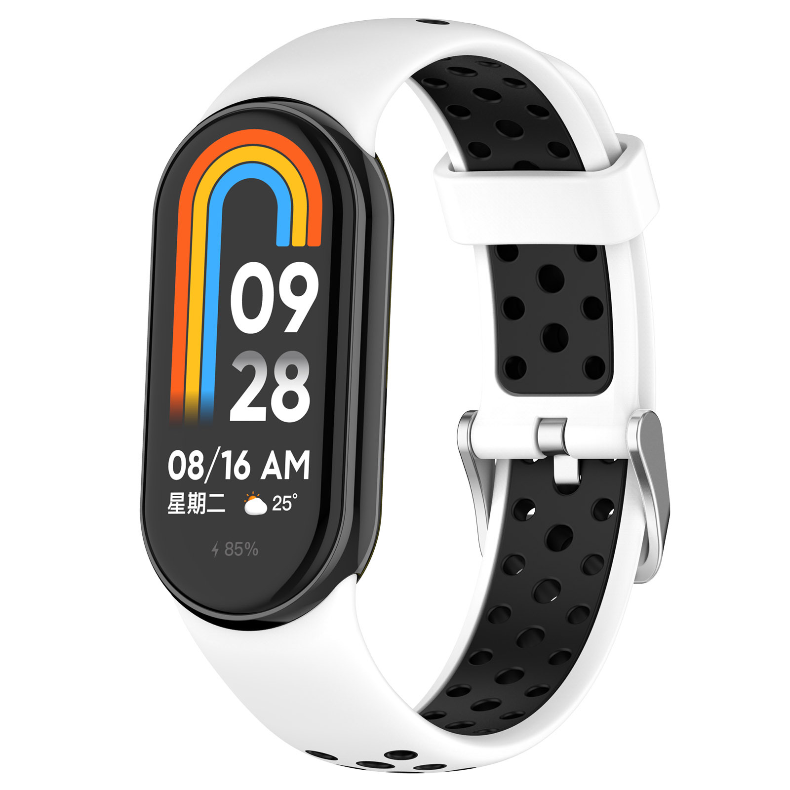 Xinyuan Shuntong Is Suitable for Xiaomi Mi Band 9 Two-Color Silicone Strap Xiaomi 10 Ceramic Version Hole Style Breathable Strap