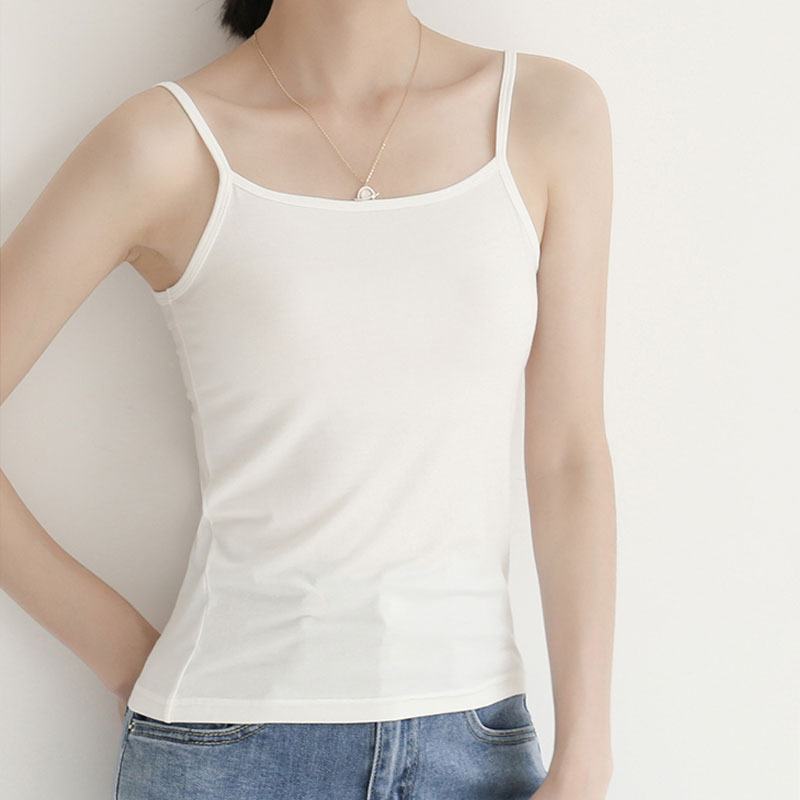 Factory Direct Sales Spring and Summer Versatile Camisole Women's Simple Solid Color Slim Elastic Bottoming Shirt Wholesale Dropshipping