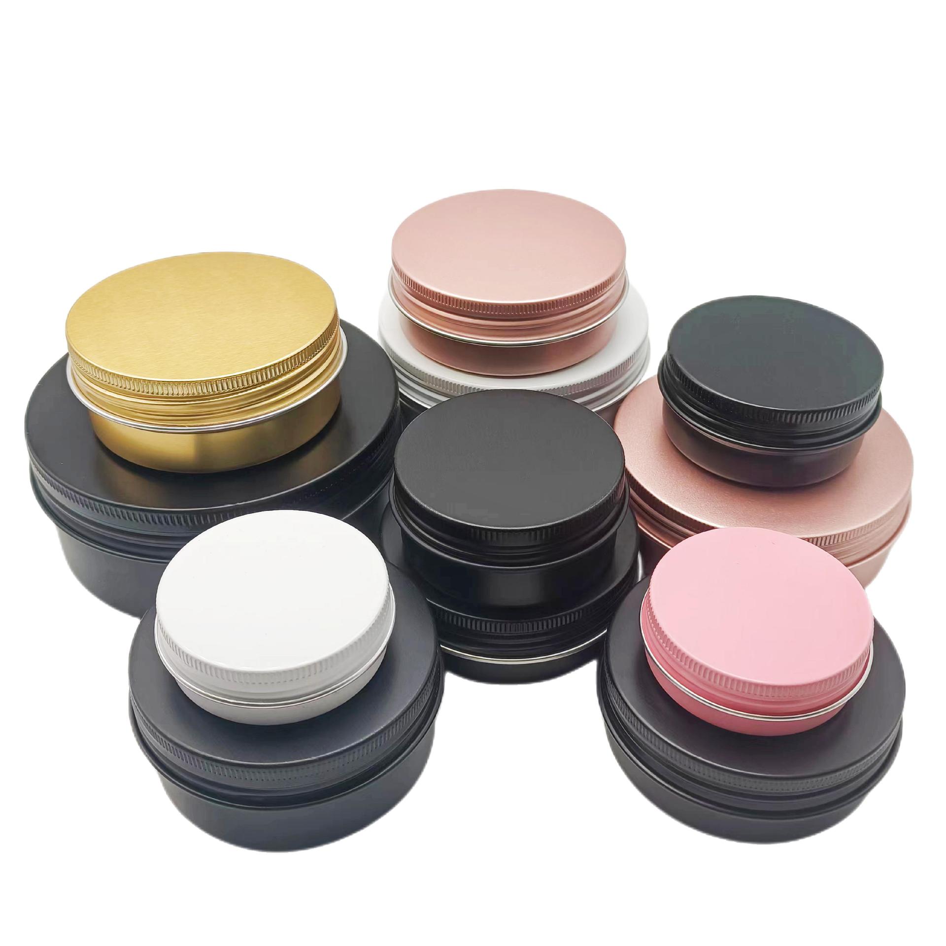 Best-Selling Aluminum Box Spot Wholesale Threaded Aluminum Box Colorfulful Monochrome Matte Black Small Aluminum Box Round Box Gift Box Storage Box
