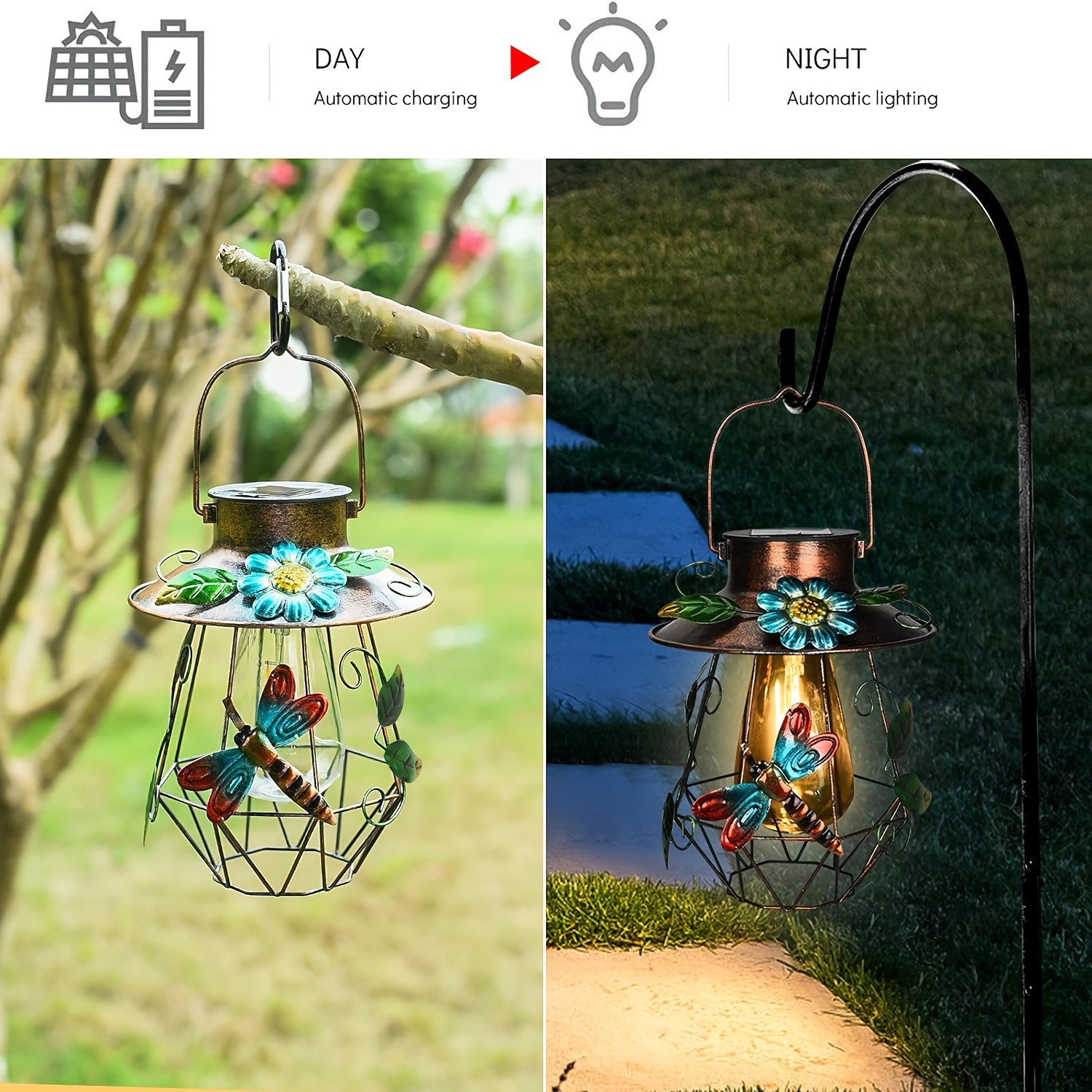 2025 New Cross-Border Dropshipping 1 Solar Chandelier with Metal Dragonfly Decoration Cross-Border