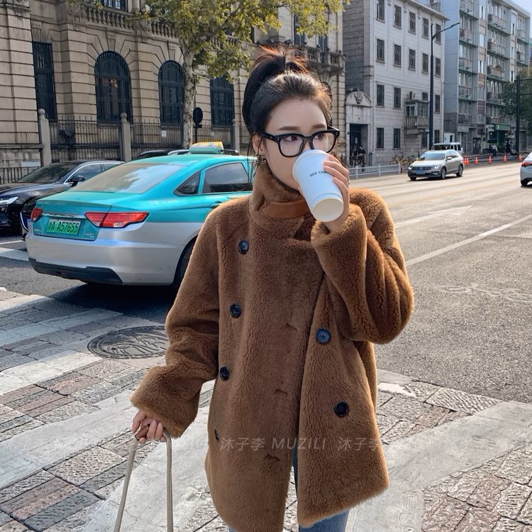 Новая зимняя одежда в стиле мотоцикла, однослойное пальто из овечьей шерсти для женщин, осень и зима