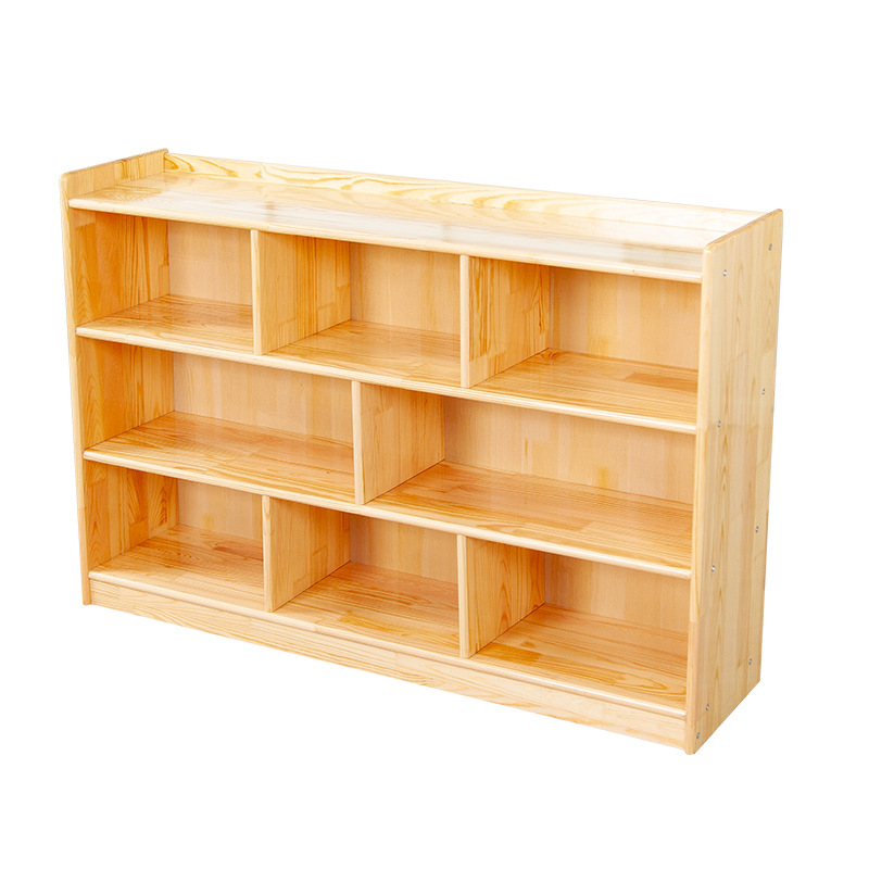 Kindergarten Solid Wood Toy Cabinet Children's Wooden Multi-layer Storage Rack Early Education Center Cartoon Bookshelf Wooden Shoe Cabinet