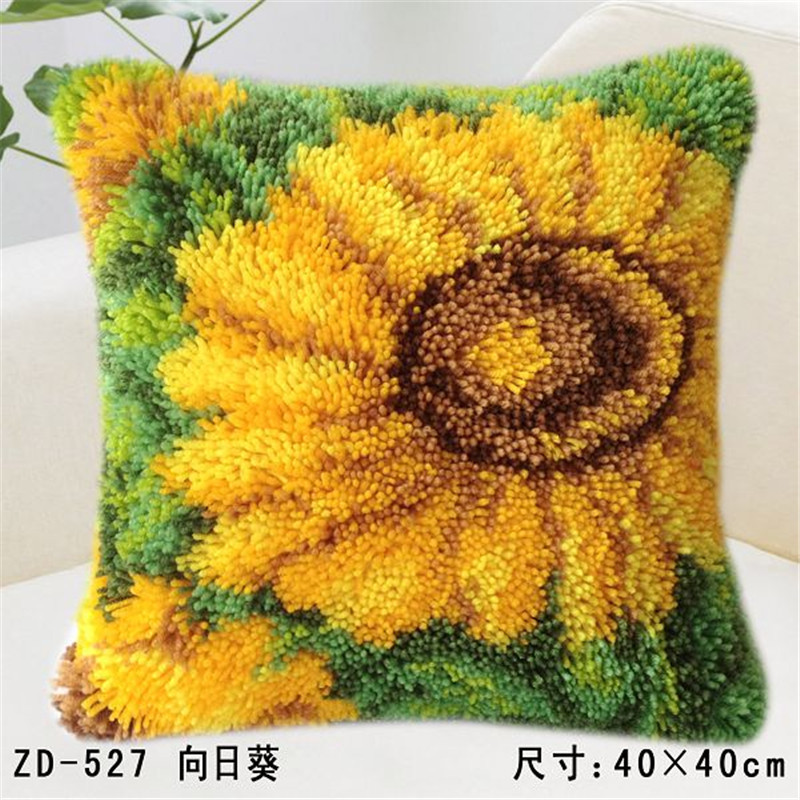 Yarn Embroidery Pillow Carpet Embroidery Cushion Cross-Stitch Embroidery DIY Material Kit Floral Pastoral Style New Chinese Style