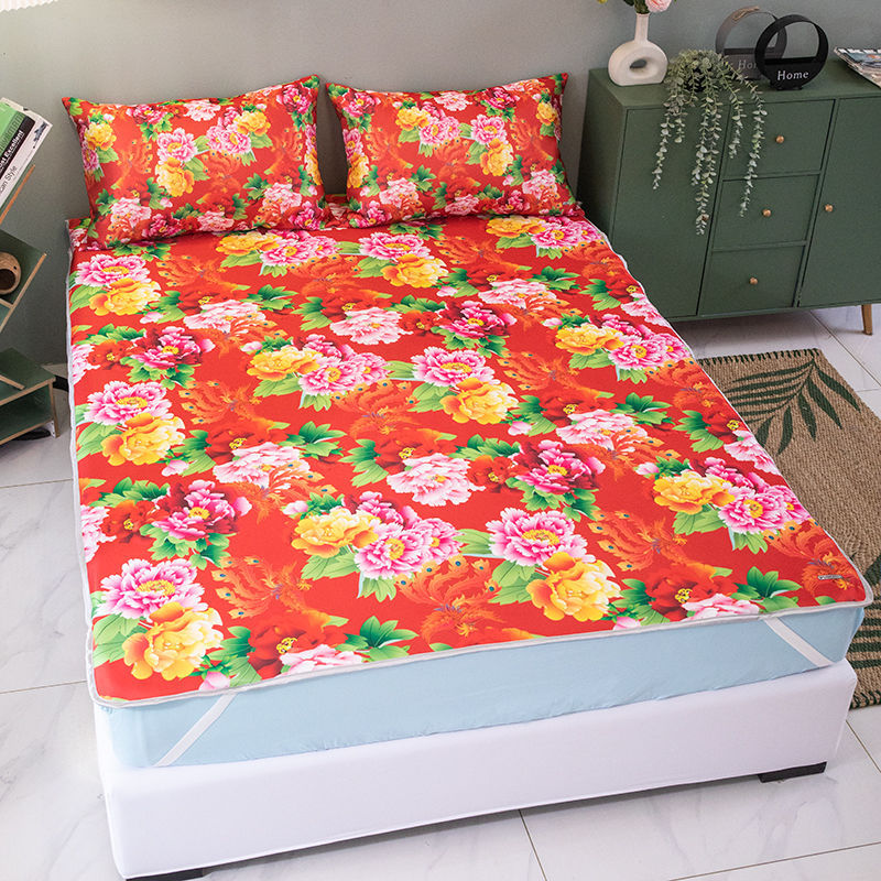Summer 2024 Nostalgic Northeastern Festive Large Flower Mat Milk Silk Four-Season Bedroom Ice Silk Mat Student Bed Mattress