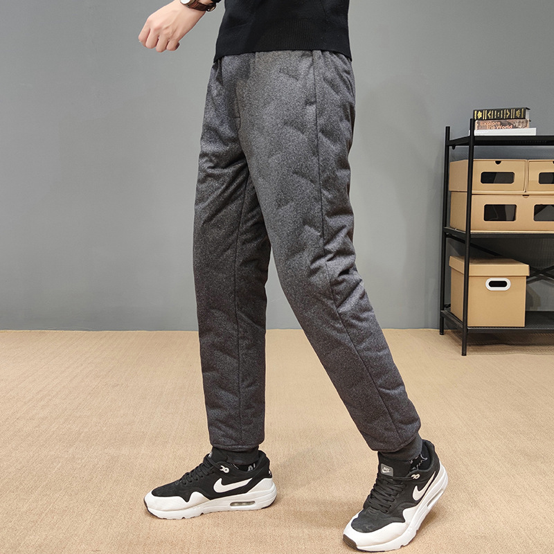Tiktok fast delivery generation down pants men's inner wear middle-aged and elderly elastic liner thickened slim warm down pants