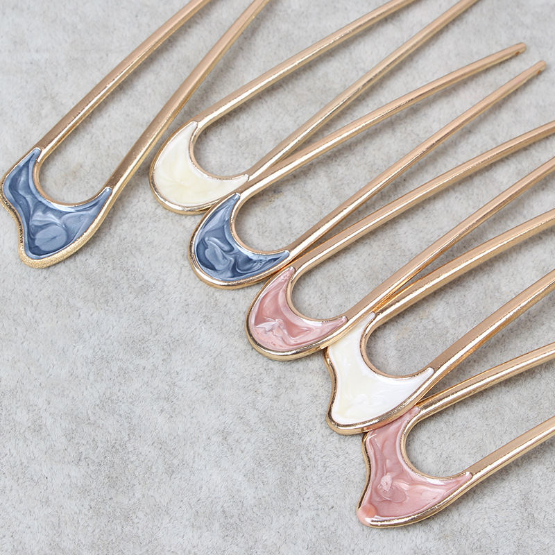 Simple hair fork same style metal hairpin shell paper updo chopsticks ins Internet celebrity same style U-shaped alloy hair fork iron