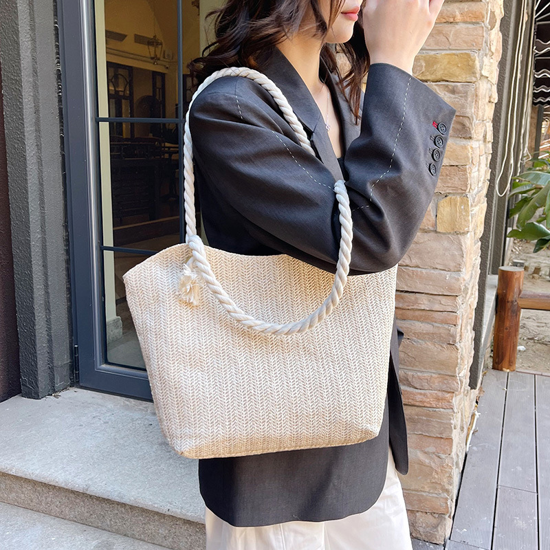 2025 New Trendy Fashion Straw Woven Bag Large Capacity Shoulder Tote Bag Small Fresh Underarm Woven Handbag for Women