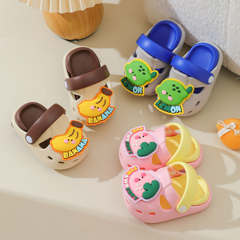 Children's Slippers New Style Baotou Anti-collision EVA Summer Indoor Non-slip Cartoon Small and Medium-sized Children's Baby Outer Wear Beach Cave