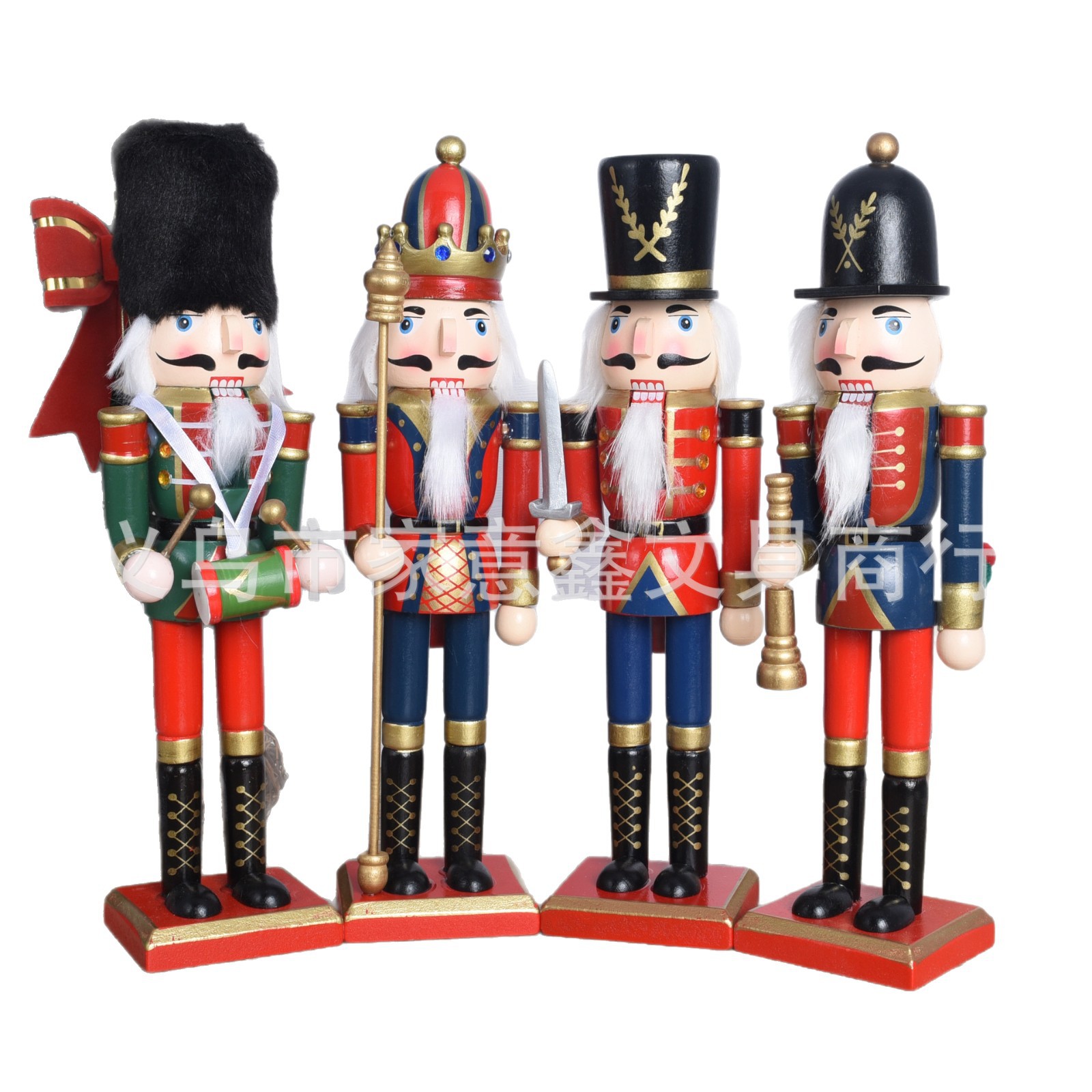 In-Stock Wooden 30cm Walnut Nutcracker Christmas Gift Ornament Painted Walnut Soldier Puppet Cross-Border Hot Sale