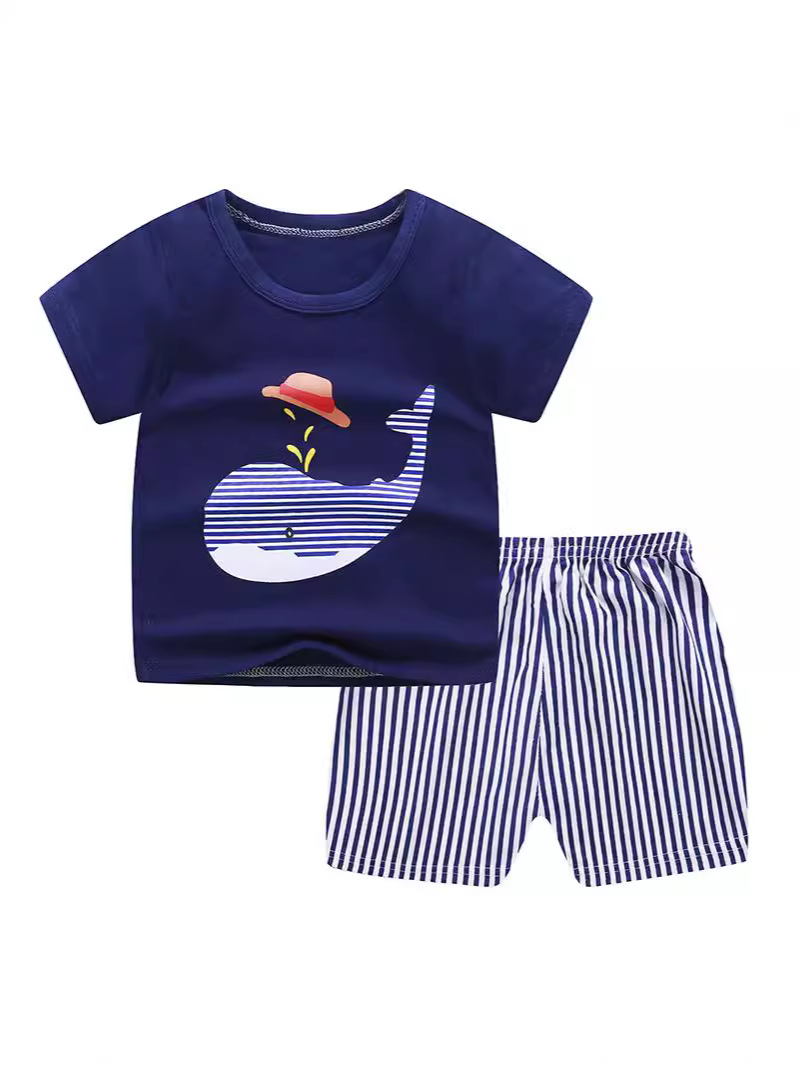 25 летний новый детский хлопковый костюм с коротким рукавом для мальчиков и девочек больших размеров