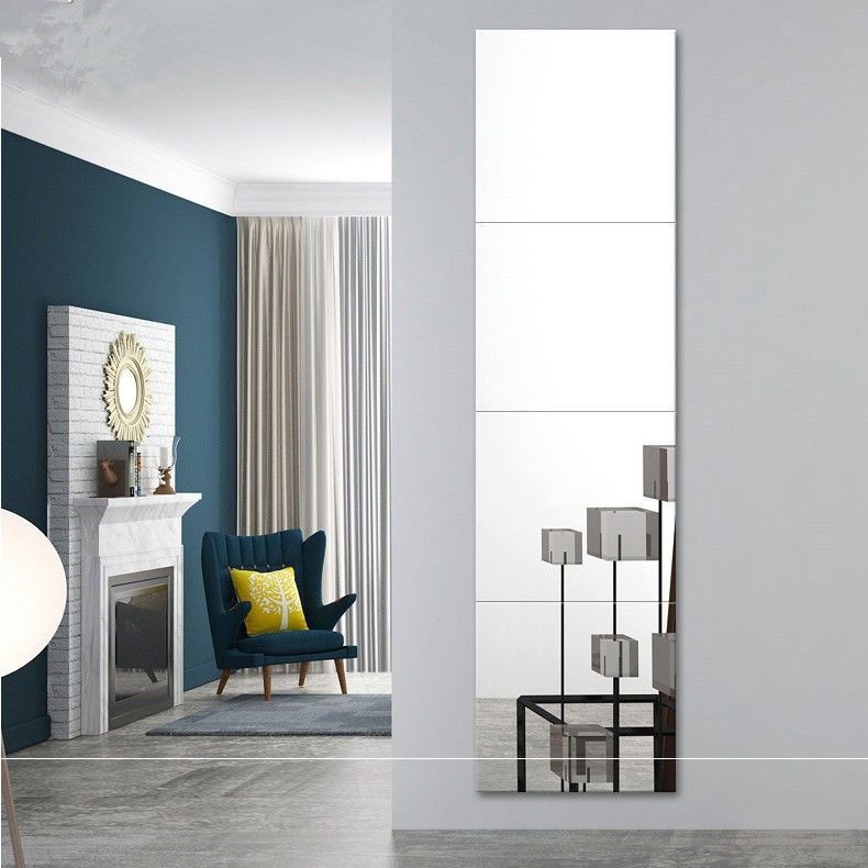 Зеркало во весь рост, зеркало для спальни, ручной работы, комбинированное, квадратное, взрывобезопасное, настенное зеркало, самоклеящееся закаленное зеркало