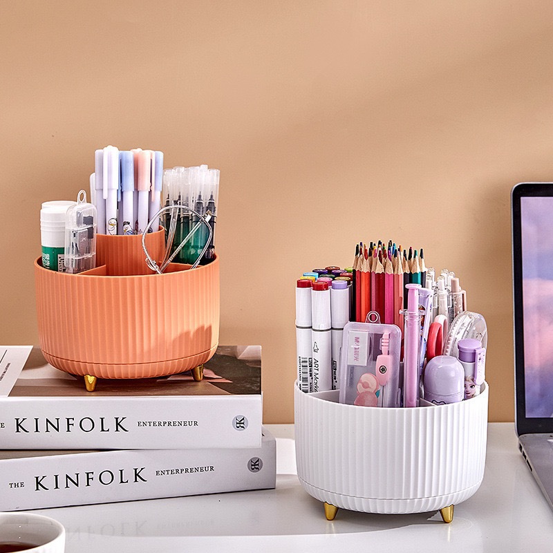 Cross-Border Export Desktop Storage Plastic Rotating Pen Holder Cosmetics Storage Box High-End Home Table Light Luxury Placement