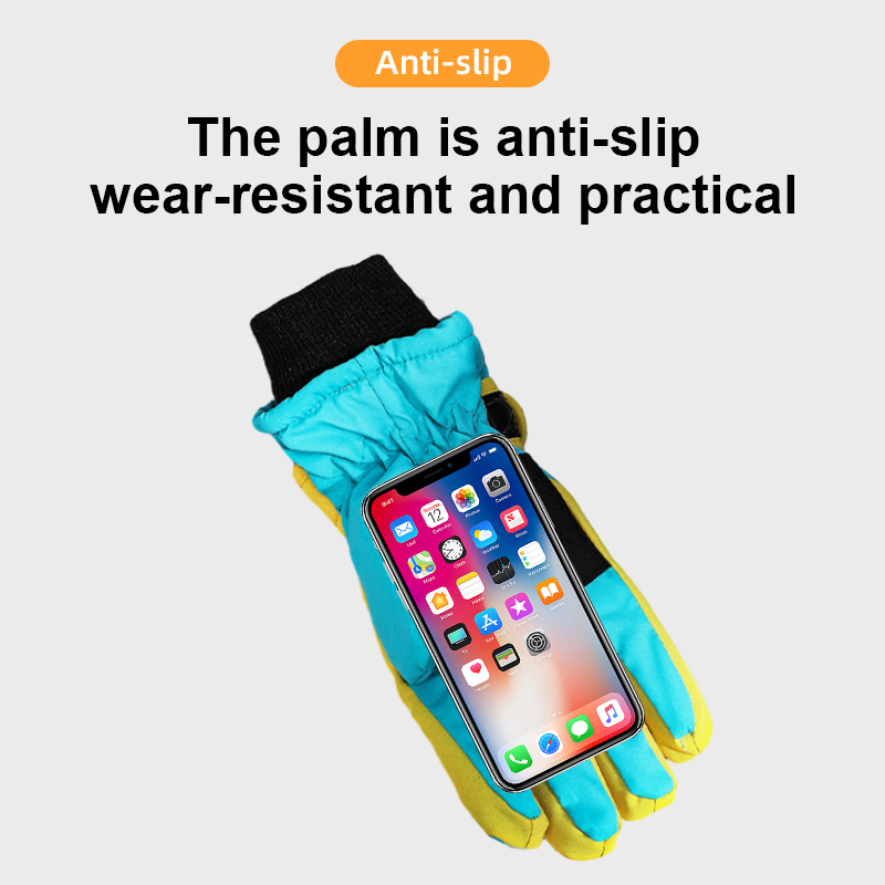 Cross-Border Outdoor Ski Gloves for Kidsren Aged 3-9 Years Old, Winter Thickeneded and Velvet Windproof and Warm Cycling Sports Gloves for Men and Women