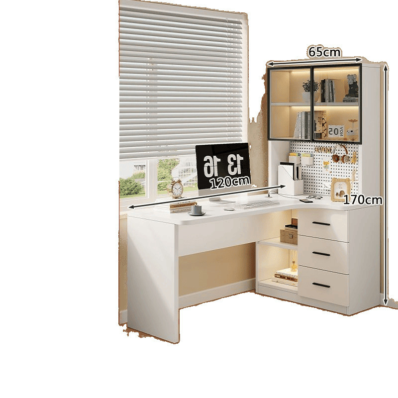 Study Set Modern Simple Desk Home Bedroom Storage Floor-Standing Bookshelf Combination Cabinet Artificial Board