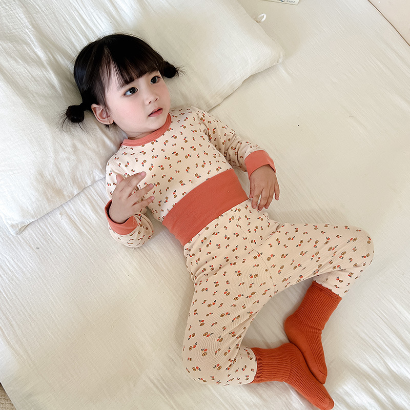 Baby's High Waist Belly Protecting Autumn Clothes Autumn Trousers Boneless Children's Underwear suit Cotton Thick Boys' Baby's Autumn and Winter Pajamas