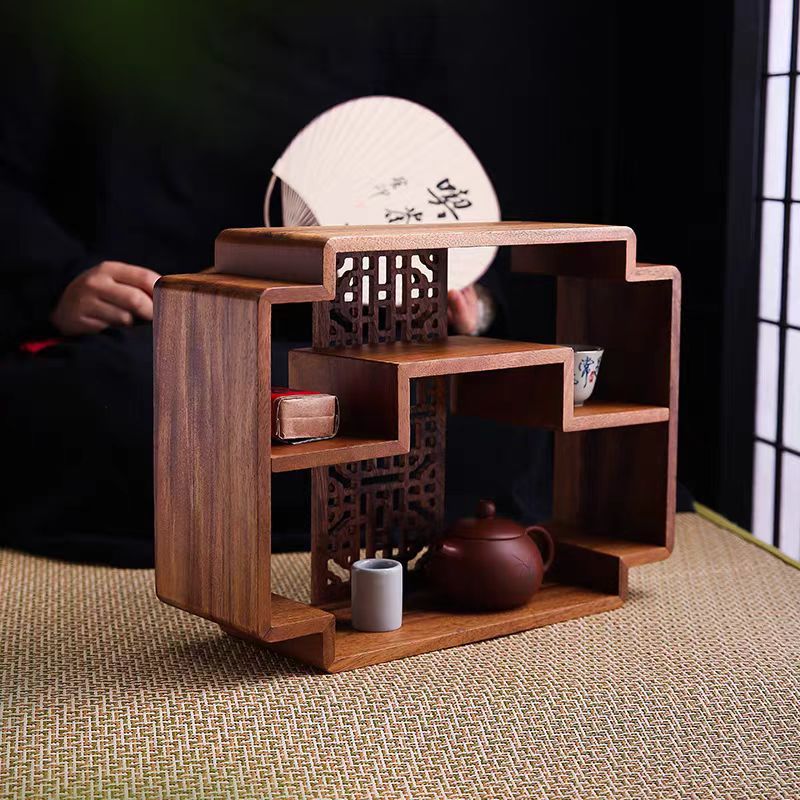 Ореховая подставка для хранения, маленькая настольная подставка для чайных чашек, антикварная подставка в китайском стиле