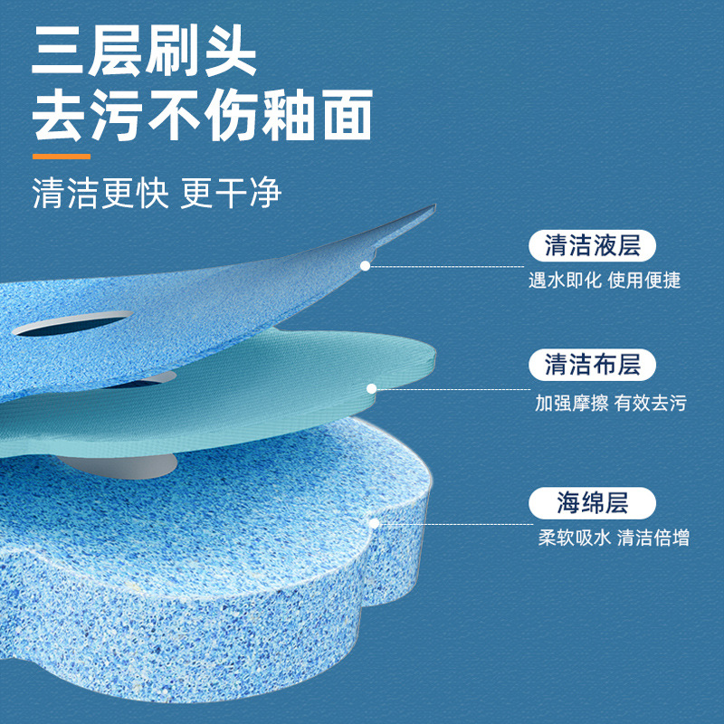 Bathroom Disposable Toilet Brush Set Replacement Cleaning Head Household Disposable and Ready-To-Use Brush Head Comes with Cleaning Fluid