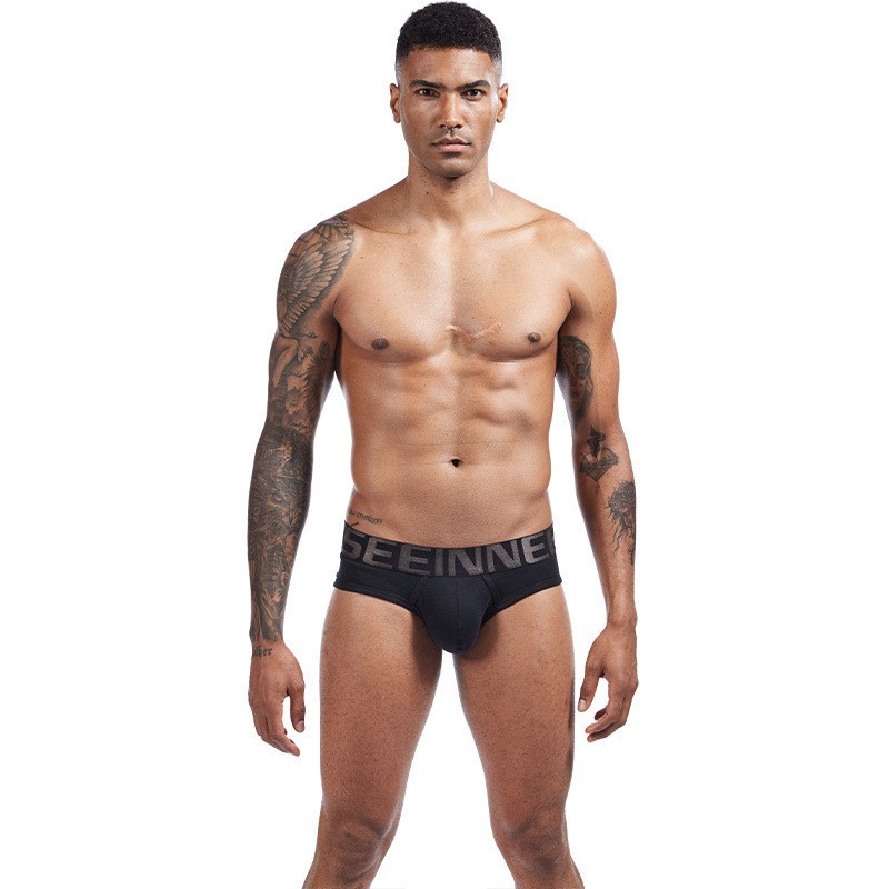 Men's underwear new briefs pure cotton low waist boxer sexy U convex boys comfortable letter trend