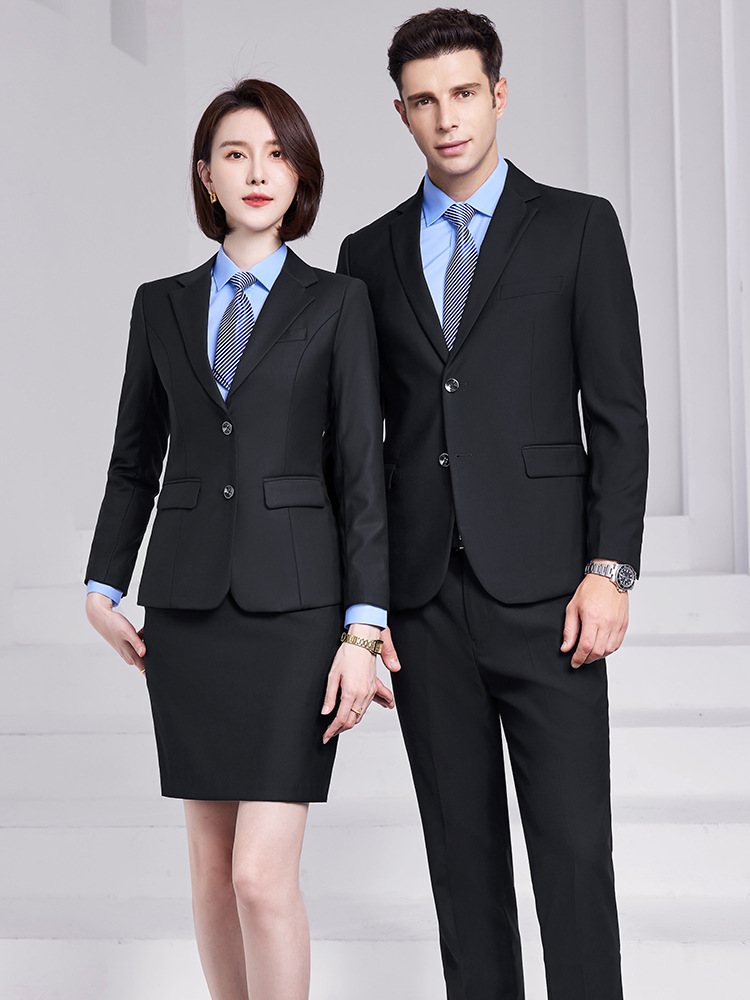 Unit Civil Servant Men and Women Same Style Professional Black Suit Summer Career College Student Company Interview Overalls