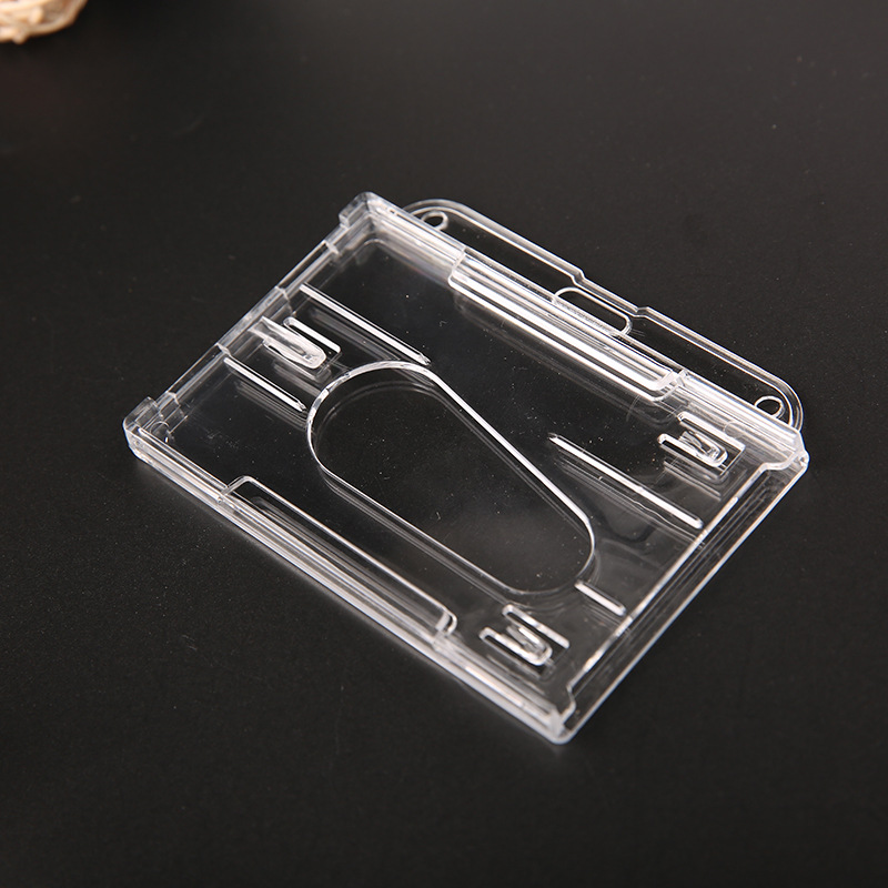 Manufacturer Supplies Pc Large-Capacity Transparent Dual-Card Id Card Holder, Work Id Card Holder, Injection Molded Two-Card Id Holder