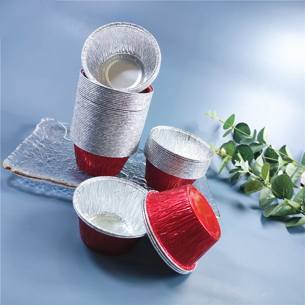 Spa Cake Mold for Steamer Cake Cup Disposable Household Laughing Plate Bowl Large Red Tin Paper Bowl Deep Mouth Egg Tart Bracket