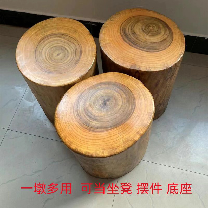 Camphor Wood Root Carving Stool Round Stool Log Tree Stump Solid Wood Stool Home Coffee Table Tea Table Base Ornament Shoe Changing Stool