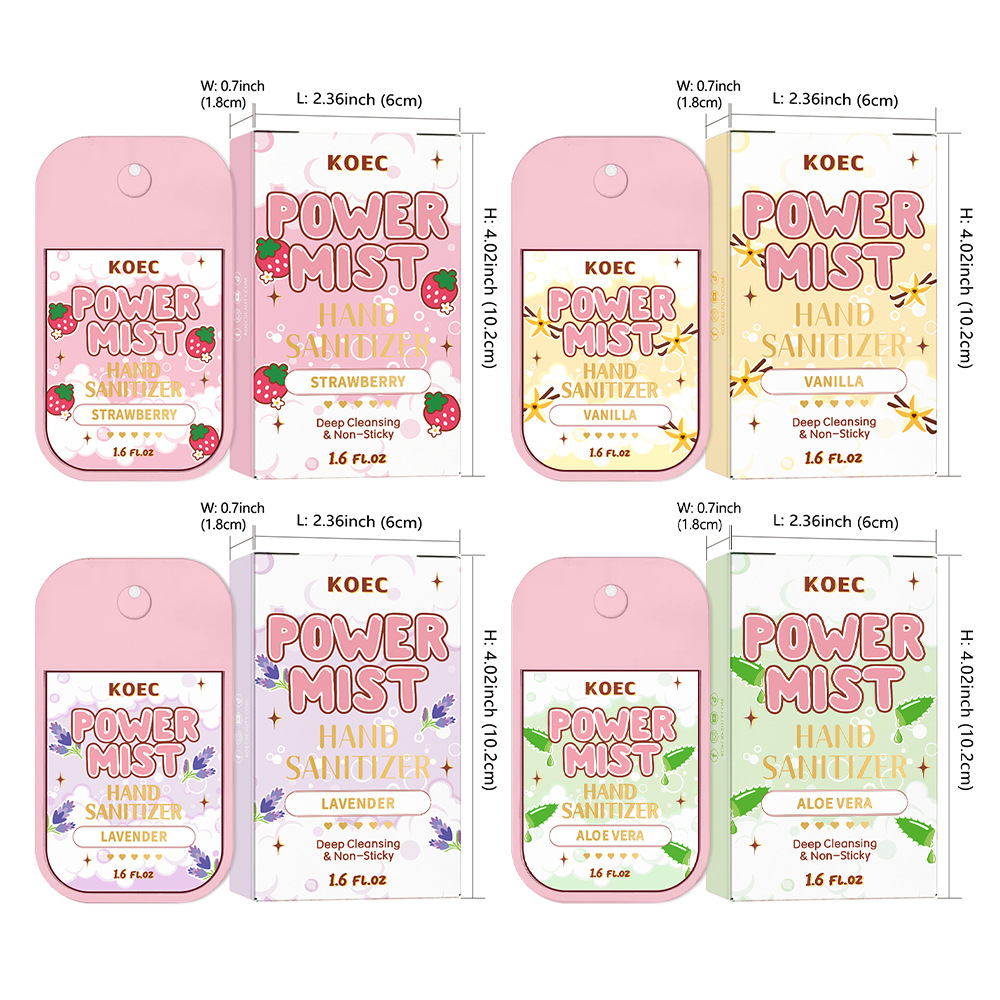 Koec No-Wash Strawberry Fruity Hand Sanitizer 50m Fragrance Hydrating Moisturizing Deep Cleaning Cross-Border Hot Model Wholesale