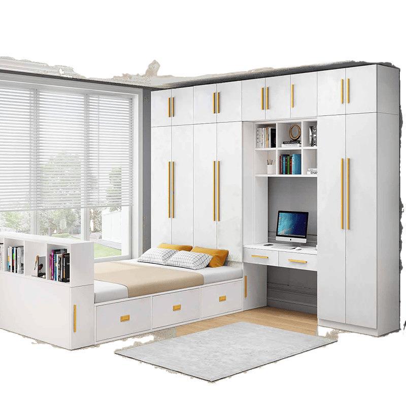 Tatami Bed and Cabinet Integrated Nordic Light Luxury Combination Bed Multifunctional Wardrobe Bed Small Apartment Bookcase Integrated Bed Foshan