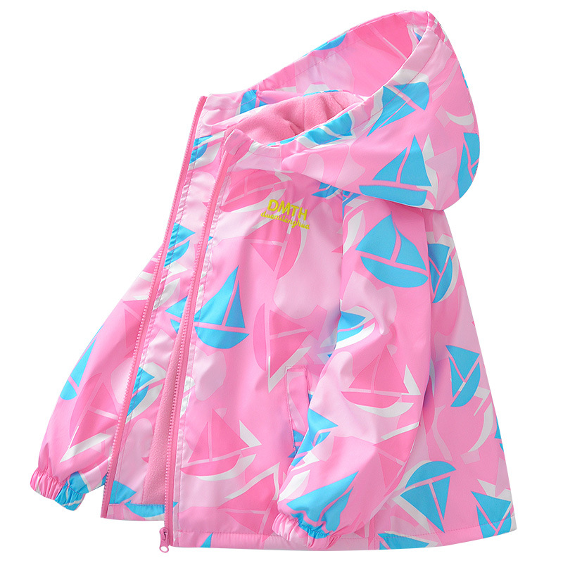 Children's assault clothing one-piece velvet thin velvet autumn girls' coat spring and autumn 2025 new large children's fleece-lined windbreaker