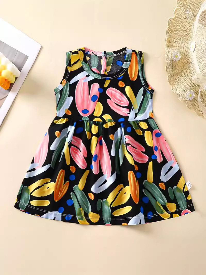Children's Clothing Baby Princess Dress Girls' Dress Toddler Summer Dress 2024 Kidsren's Dress Artificial Cotton Silk A-Line Dress