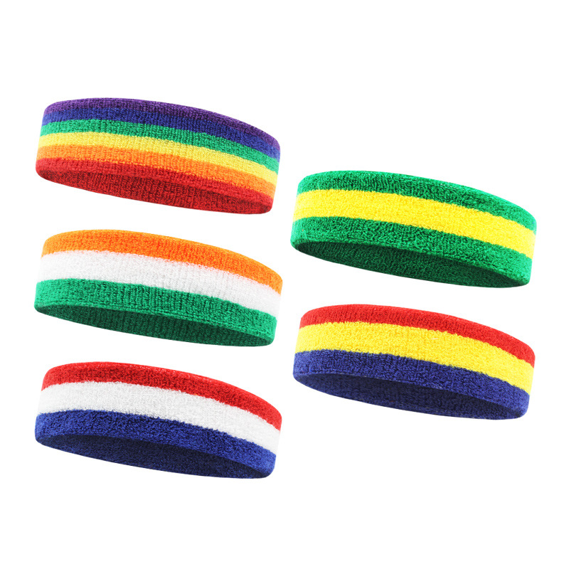 Cotton sweat-absorbent headband sports elastic towel hair band spot basketball volleyball average size warm women's hair ring wholesale