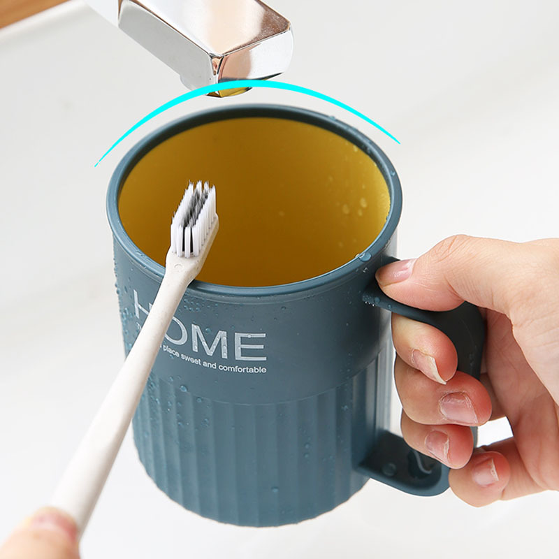 Cross-border Simple Two-color Mouthwash Cup Household Couple Toothbrush Cup Portable Two-color Mouthwash Cup with Handle Toothbrush Cup