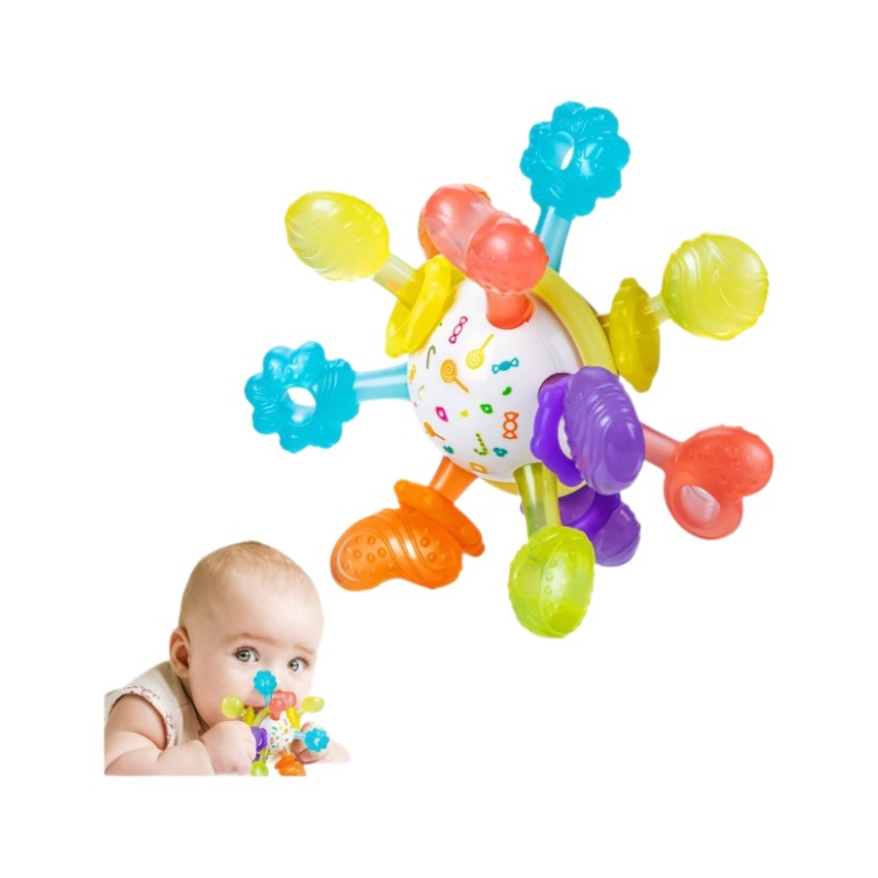 Cross-border Infant Montessori Silicone Bite Lara Grip Sensory Fun Hand-held Touch Ball Toy