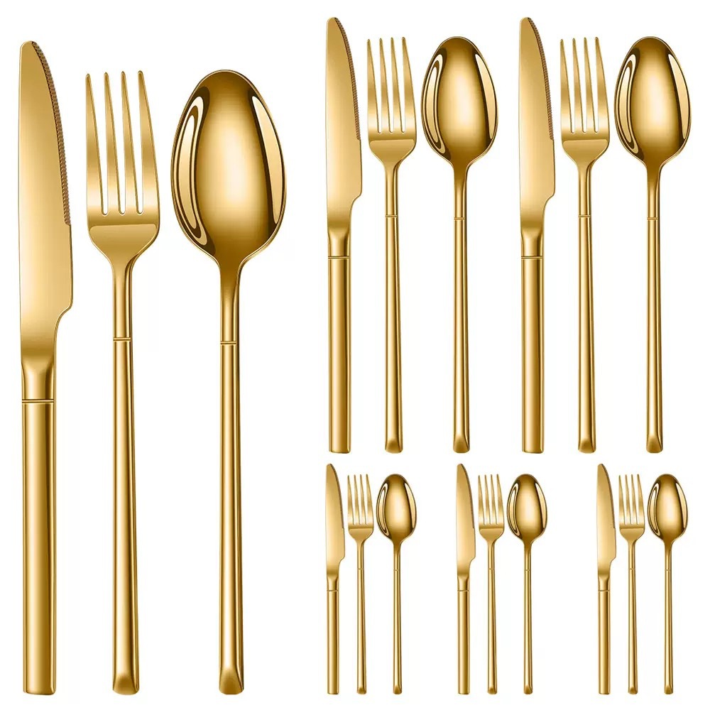 Cross-Border Amazon Knight Stainless Steel Tableware 24-Piece Knife and Fork Set Western Steak Knife, Fork and Spoon Gift Box Set