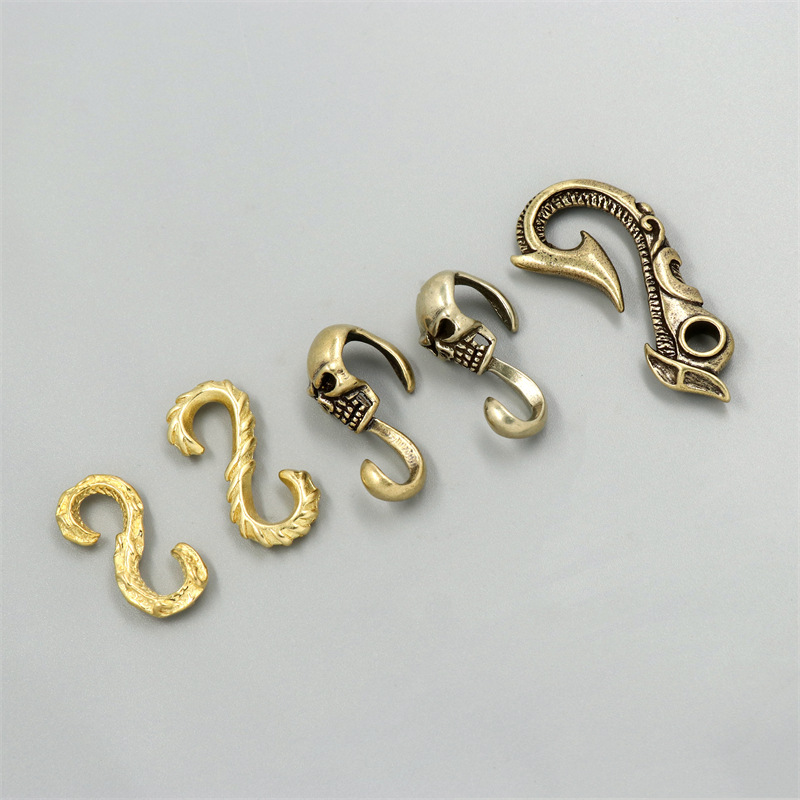 In stock supply pure brass s hook wealth cloth hook bracelet s hook white copper s hook buckle decorative hook skull s hook