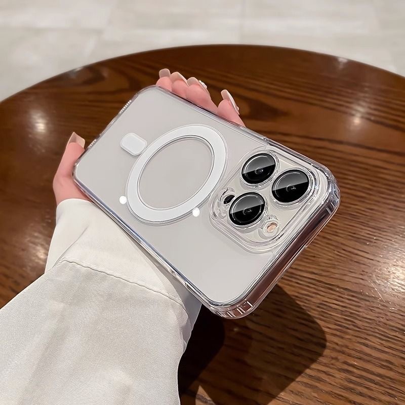 Acrylic Precision Hole iPhone 17 Magnetic iPhone 16 Phone Case Suitable for Transparent 15 Pro Anti-Drop Lens Film