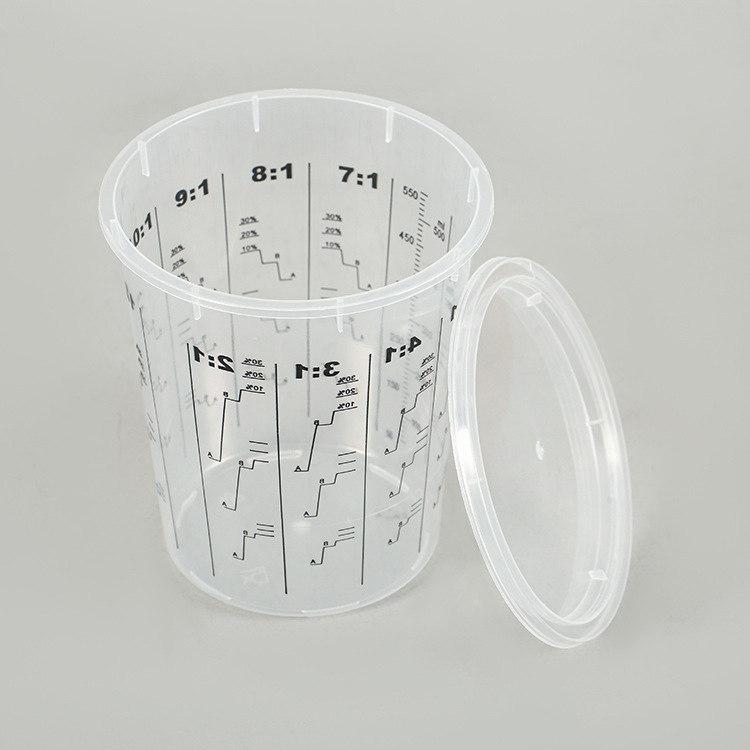 Factory Supply Disposable Transparent Cup Sealed with Scale and Lid Food Grade Transparent Plastic Cup