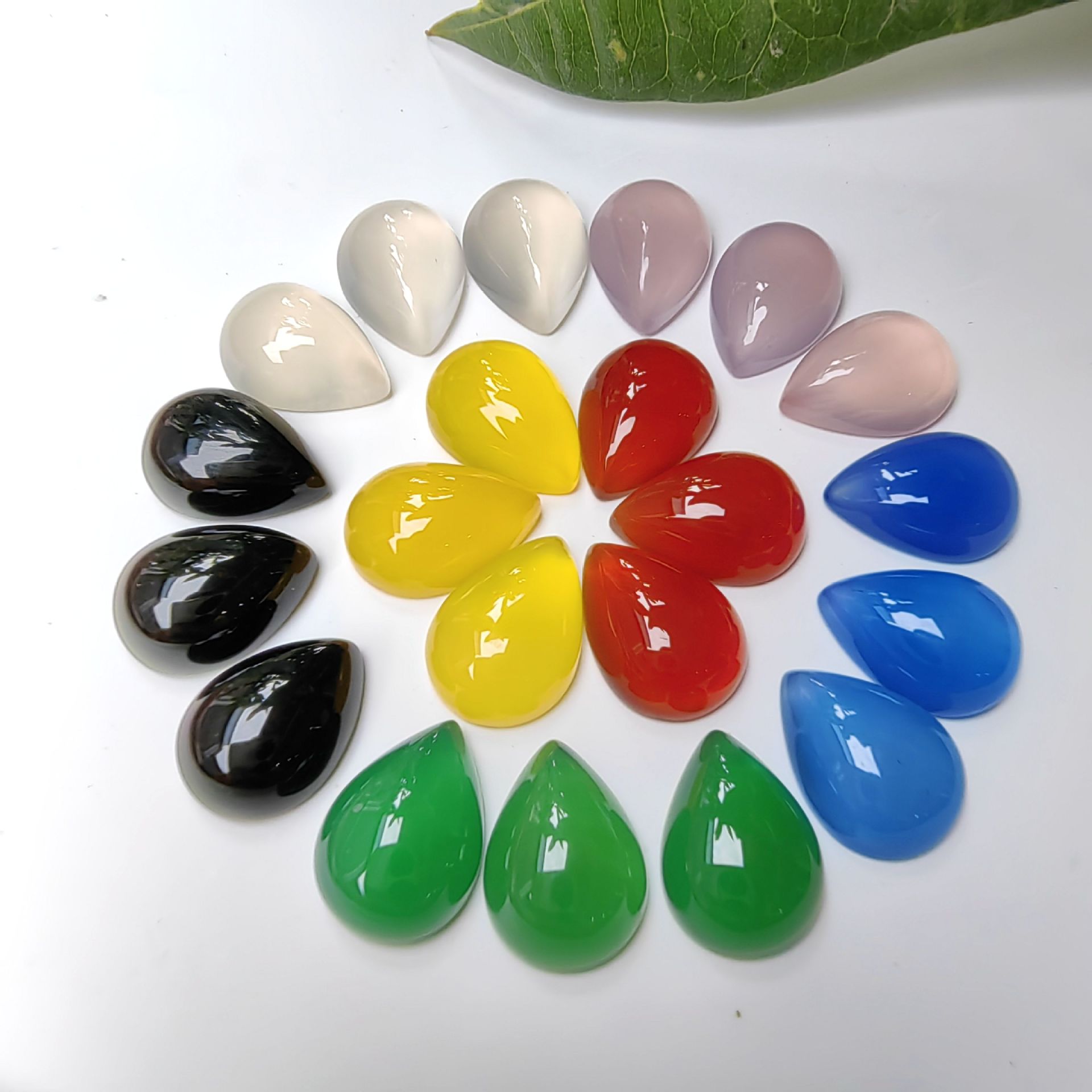 Natural Agate Ring Surface Pear-Shaped Agate Patch Agate Water Drop Ring Surface Wholesale DIY Jewelry Accessories Red Agate