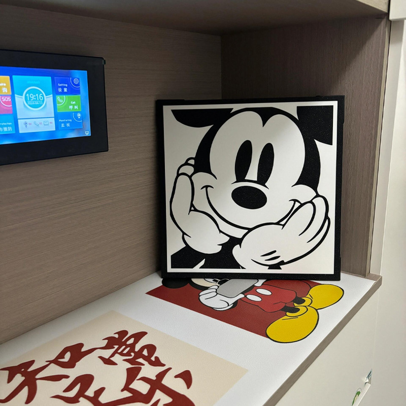 Mickey Mouse Entrance Decorative Painting Cartoon Simple Living Room Layout Cream Style Small Size Ornaments Hanging Painting Layout Bedroom