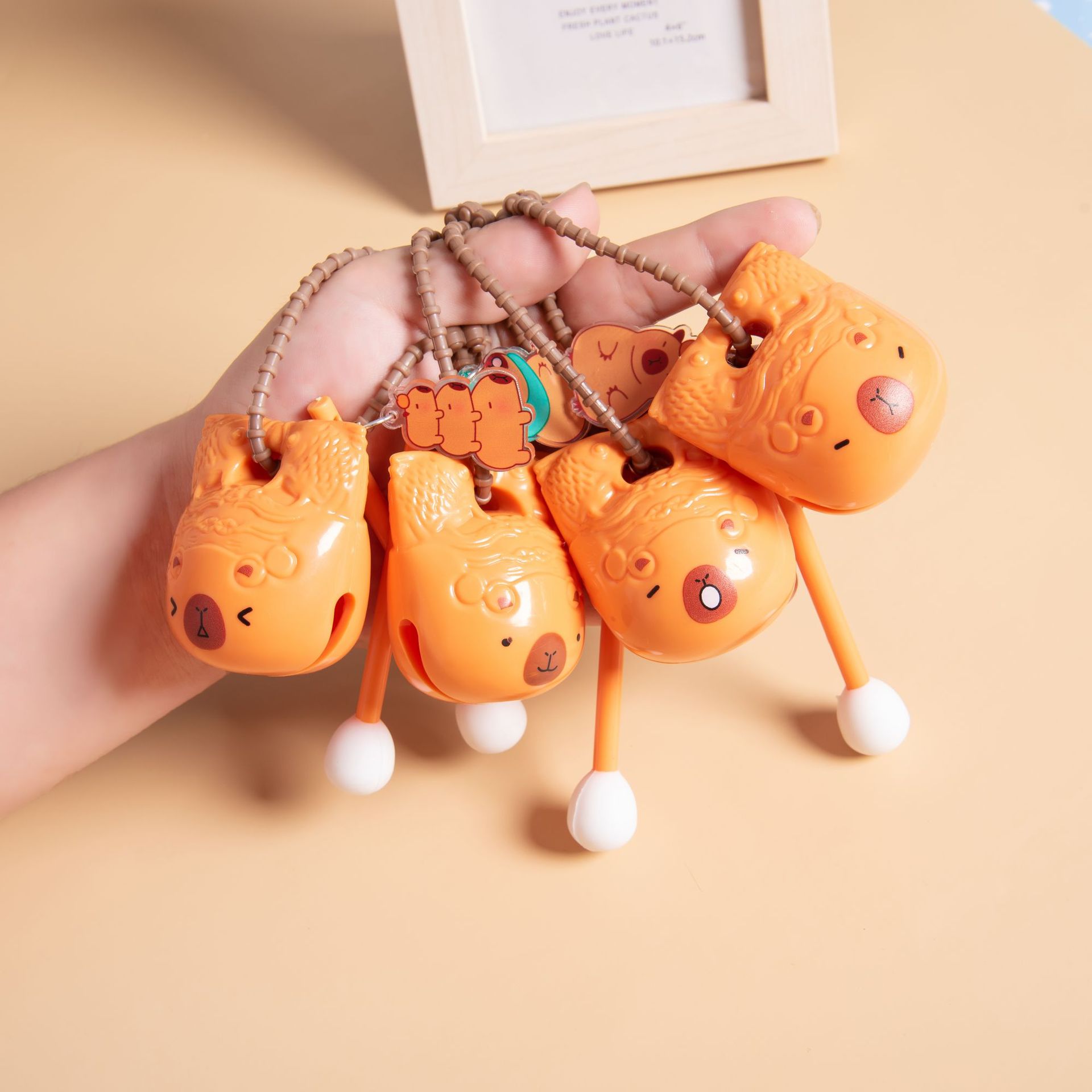 Little Red Book Shake Tone Same Kapibala Wooden Fish Keychain Pendant Dazk Percussion Instrument Printing Buddha Gift