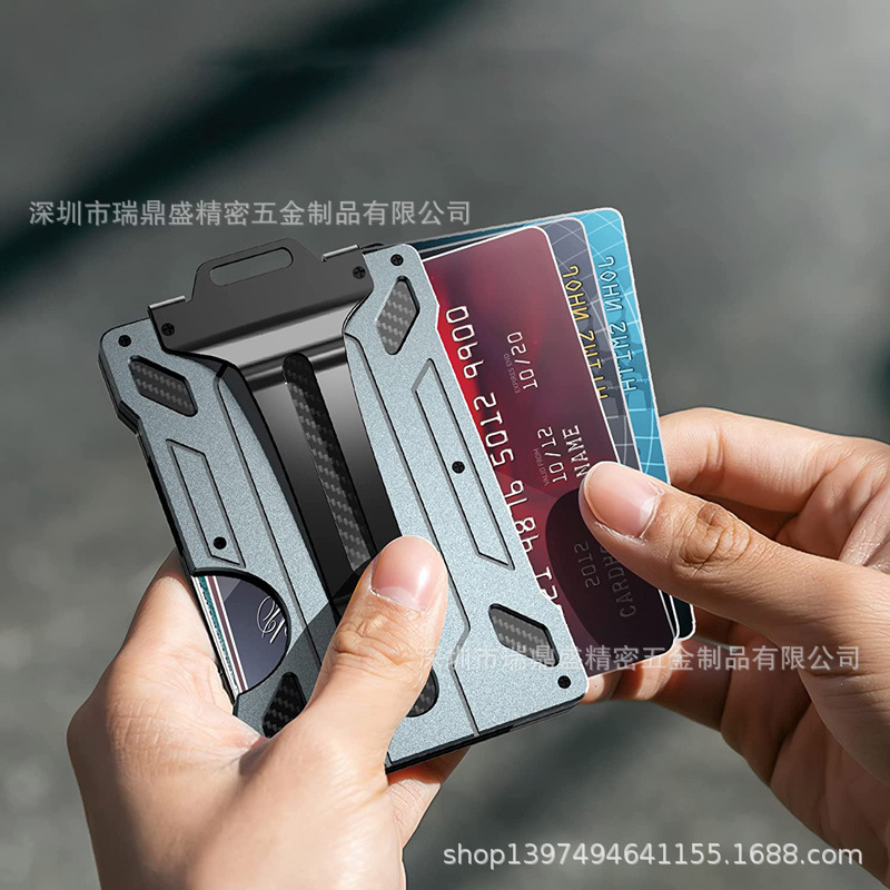 Factory Direct Supply men's wallet ultra-thin aluminum metal wallet with transparent window and hanging mouth Amazon new hot