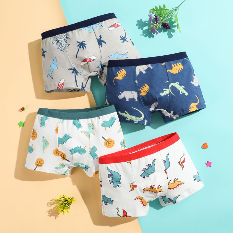 New boys' underwear pure cotton cartoon printed boys' boxer shorts medium and big boys baby boys' boxer shorts factory direct supply
