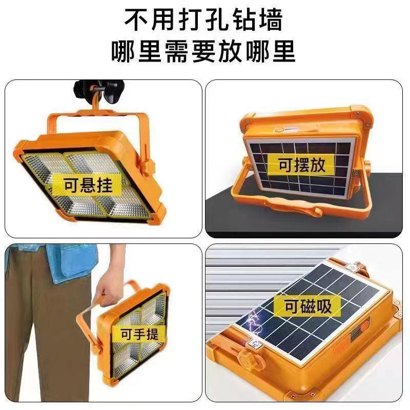 Cross-Border Hot-Selling Outdoor Solar Satchel USB Charging Floodlight Stall Camping Style Solar Emergency Lighting